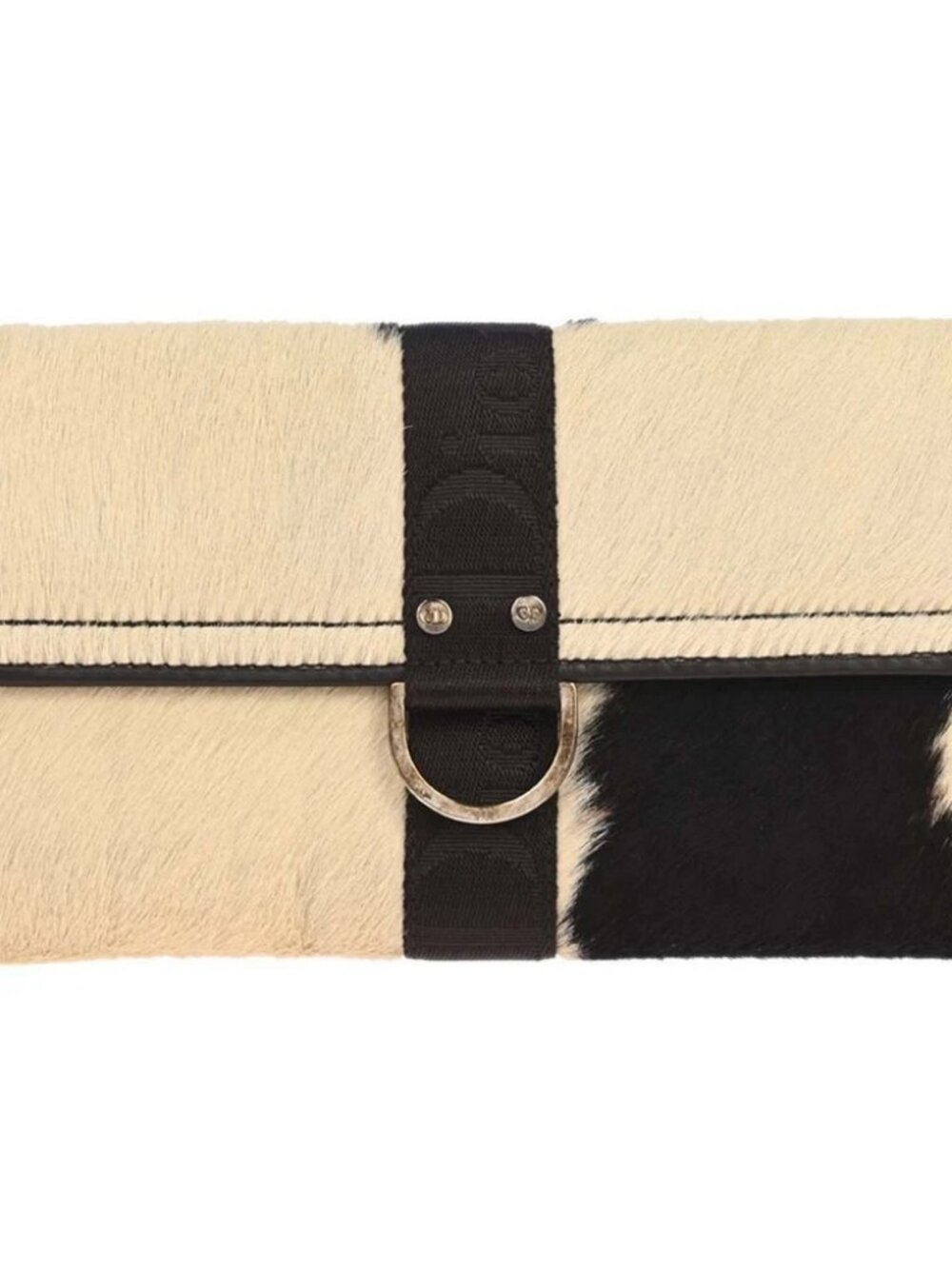 Christian Dior Off-white Brown Pony Hair Long Wallet